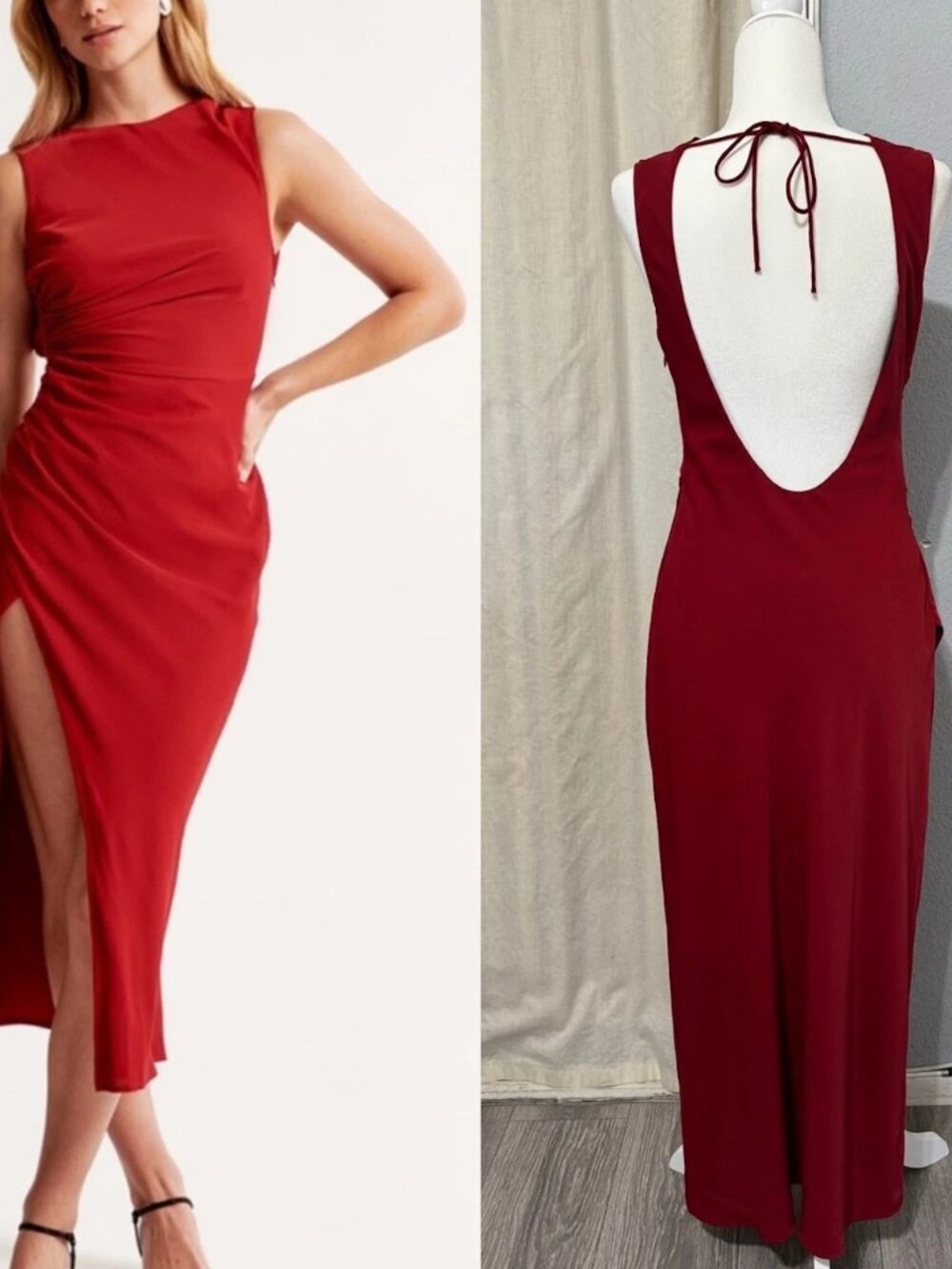 ❤️ BNWT Abercrombie Cherry Red Backless Midi Dress (M Petite)